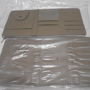 2 NEW SUN VISOR ORGANIZERS PU LEATHER GRAY HOLD PEN GLASSES CARDS MORE GREAT 🎁